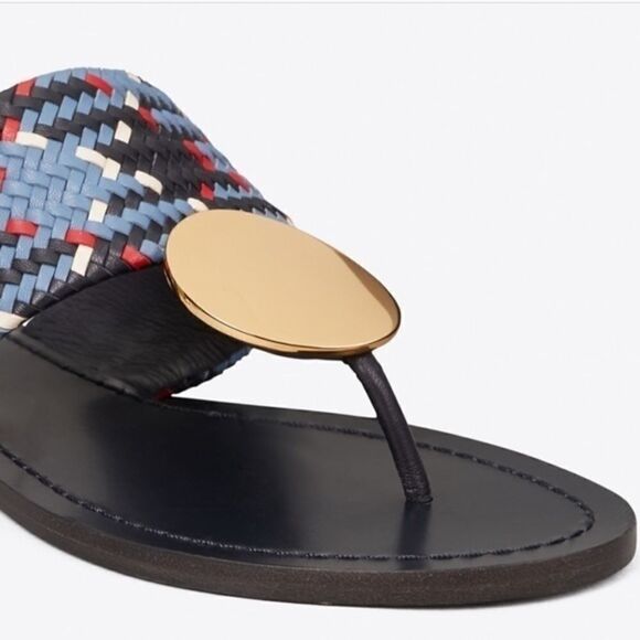NWT TORY BURCH AUTHENTIC LEATHER PATOS DISC SANDALS 9 - Picture 2 of 12